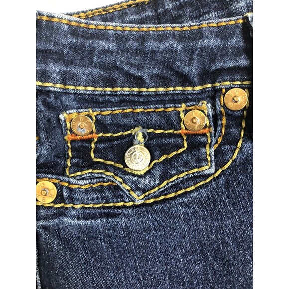 True Religion World Tour Legging Blue Jeans Womens 30 Thick Stitch Multi Color - Picture 3 of 10